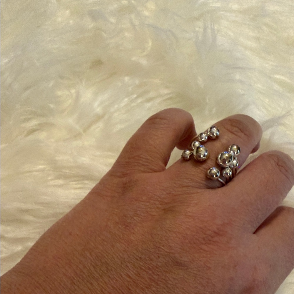 Sterling Silver Cluster Ring Adjustable - image 1